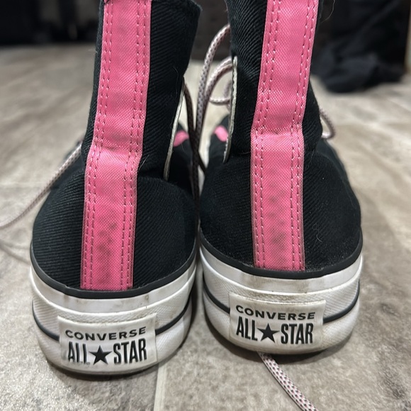 Black and Pink High-Top Converse Sneakers size 9.5 - Picture 3 of 6